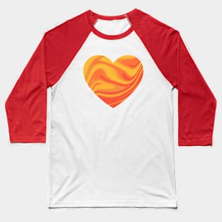 Molten Fire Ball Abstract Liquid Artwork Heart Baseball T-Shirt